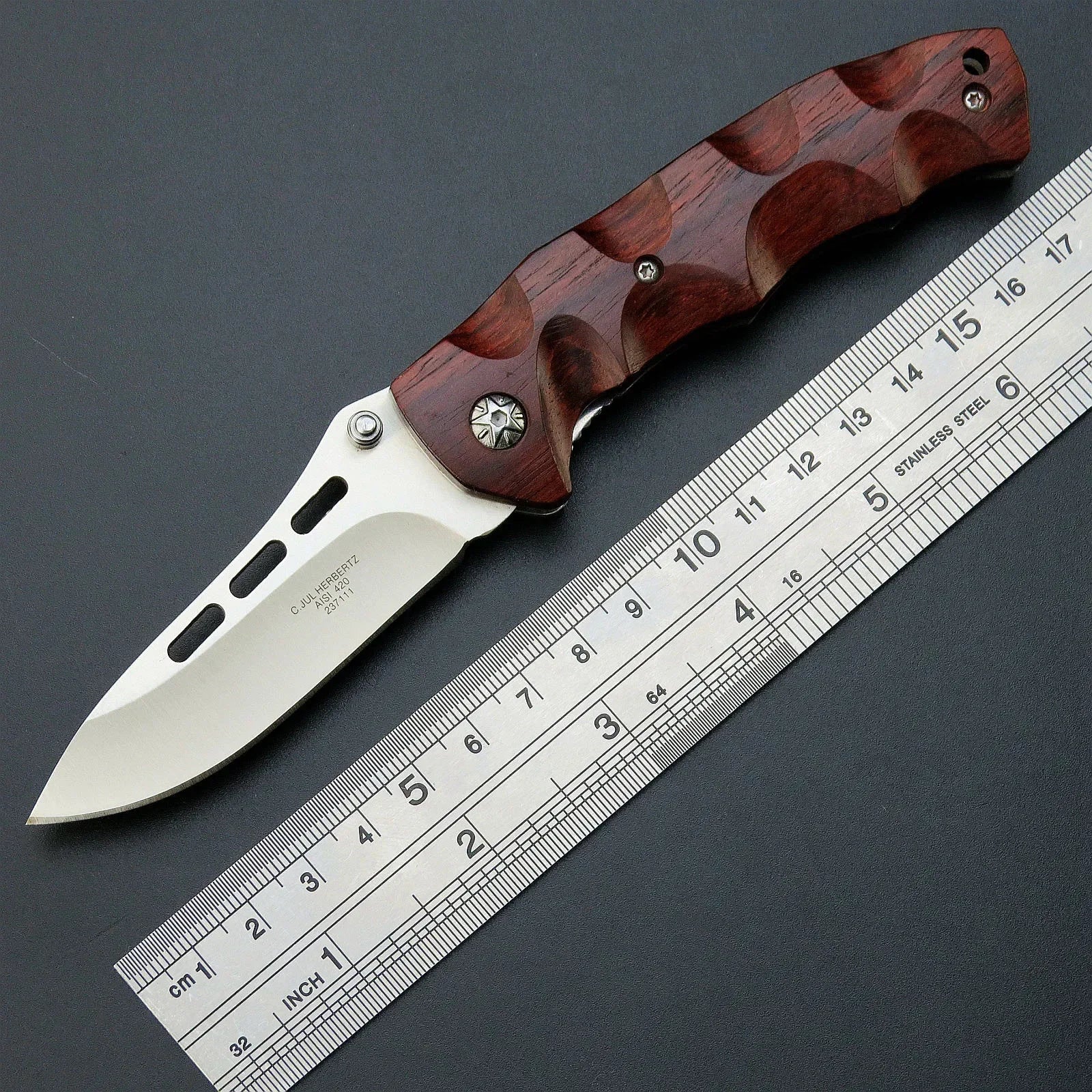 Eafengrow EF1 Folding Knife, D2 Blade & Redwood Handle, EDC Tool Knivve