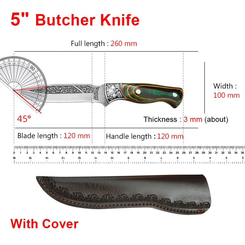 Boning Chef Knife for Meat, Fish, Fruit, & Barbecue - Stainless Steel Hand Forged Blade Knivve