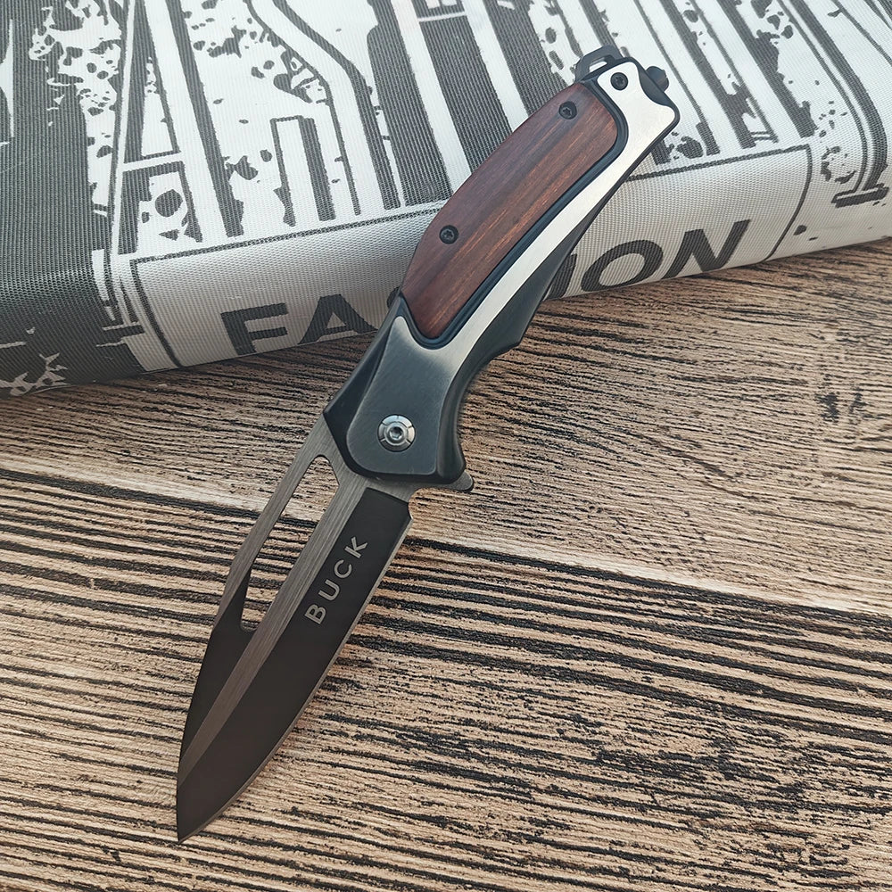 BK DA130 High-Quality Outdoor Folding Knife, EDC Camping Tool, 5Cr13 Blade, Wood Handle Knivve