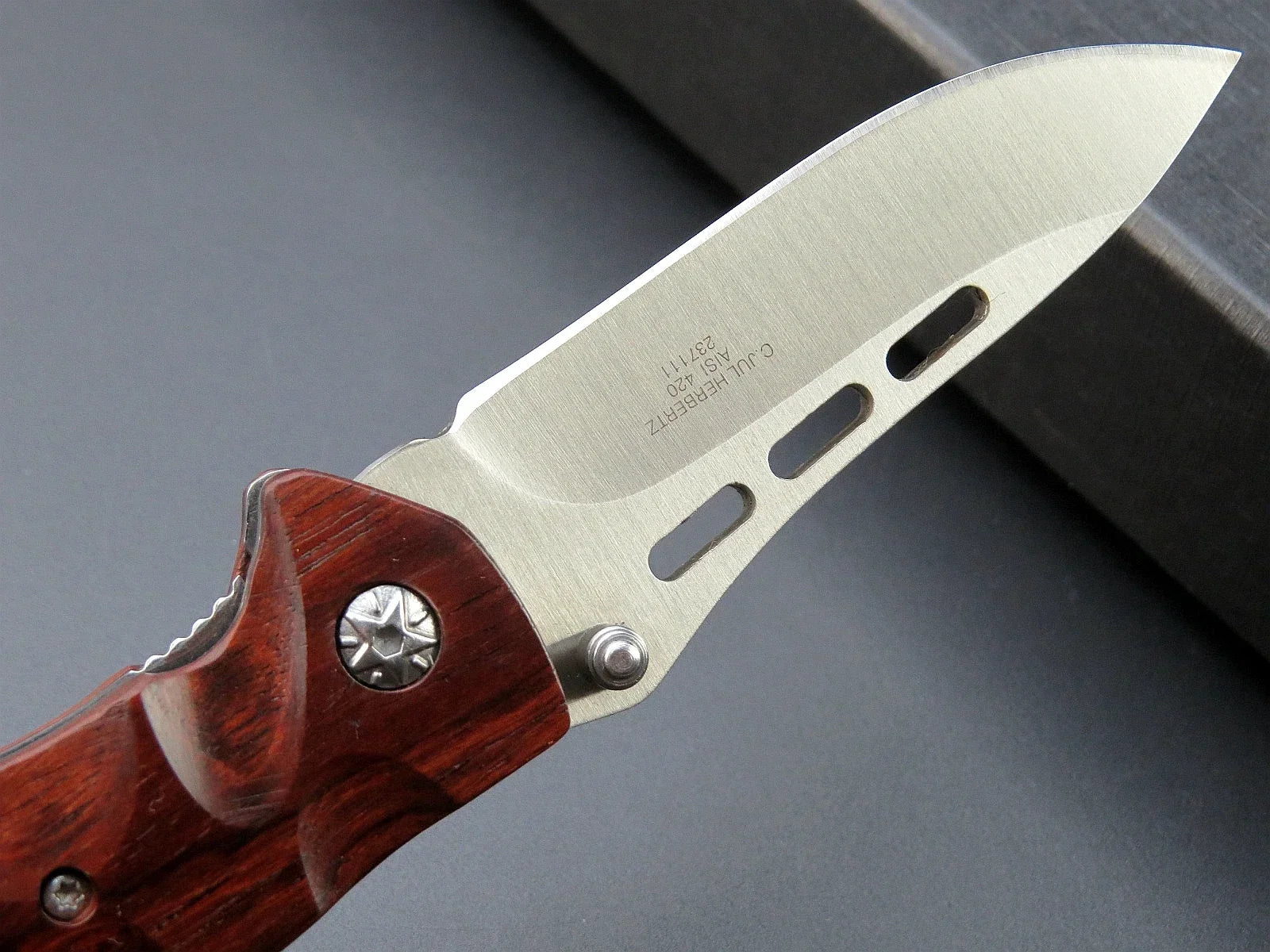 Eafengrow EF1 Folding Knife, D2 Blade & Redwood Handle, EDC Tool Knivve