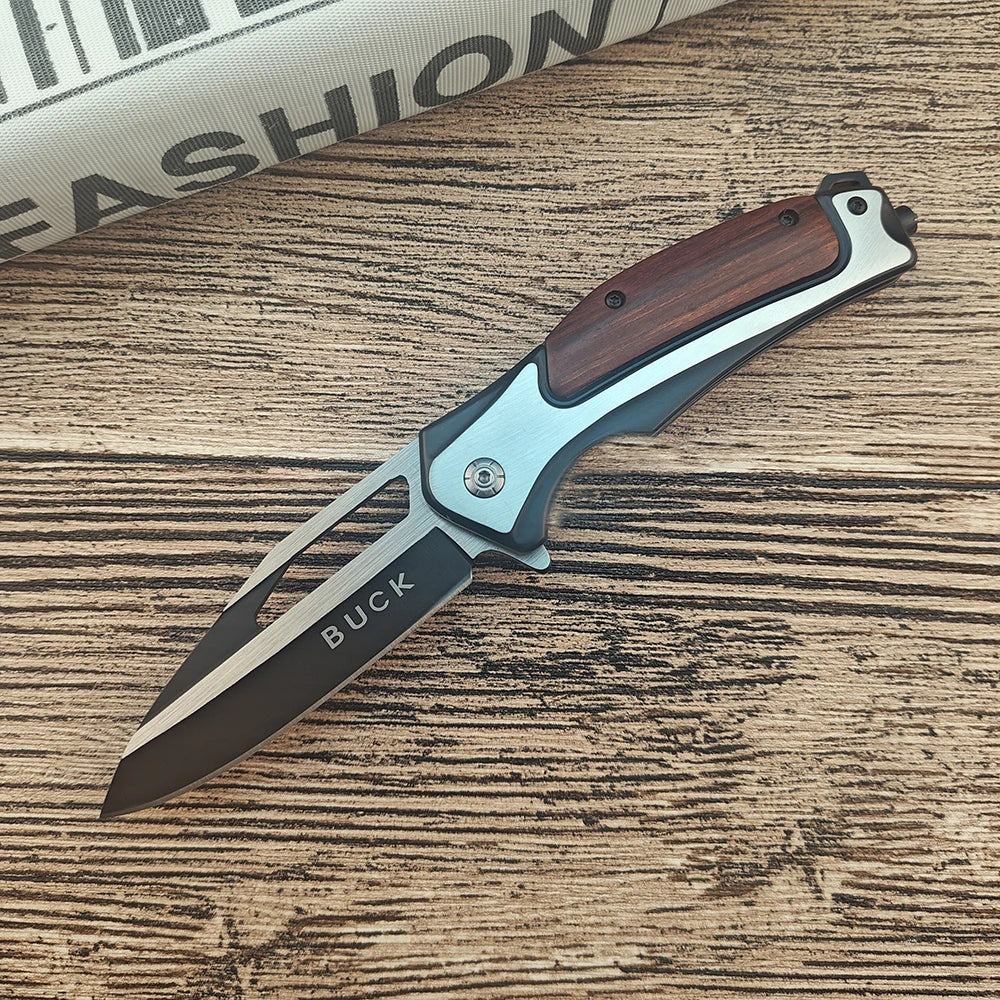 BK DA130 High-Quality Outdoor Folding Knife, EDC Camping Tool, 5Cr13 Blade, Wood Handle Knivve