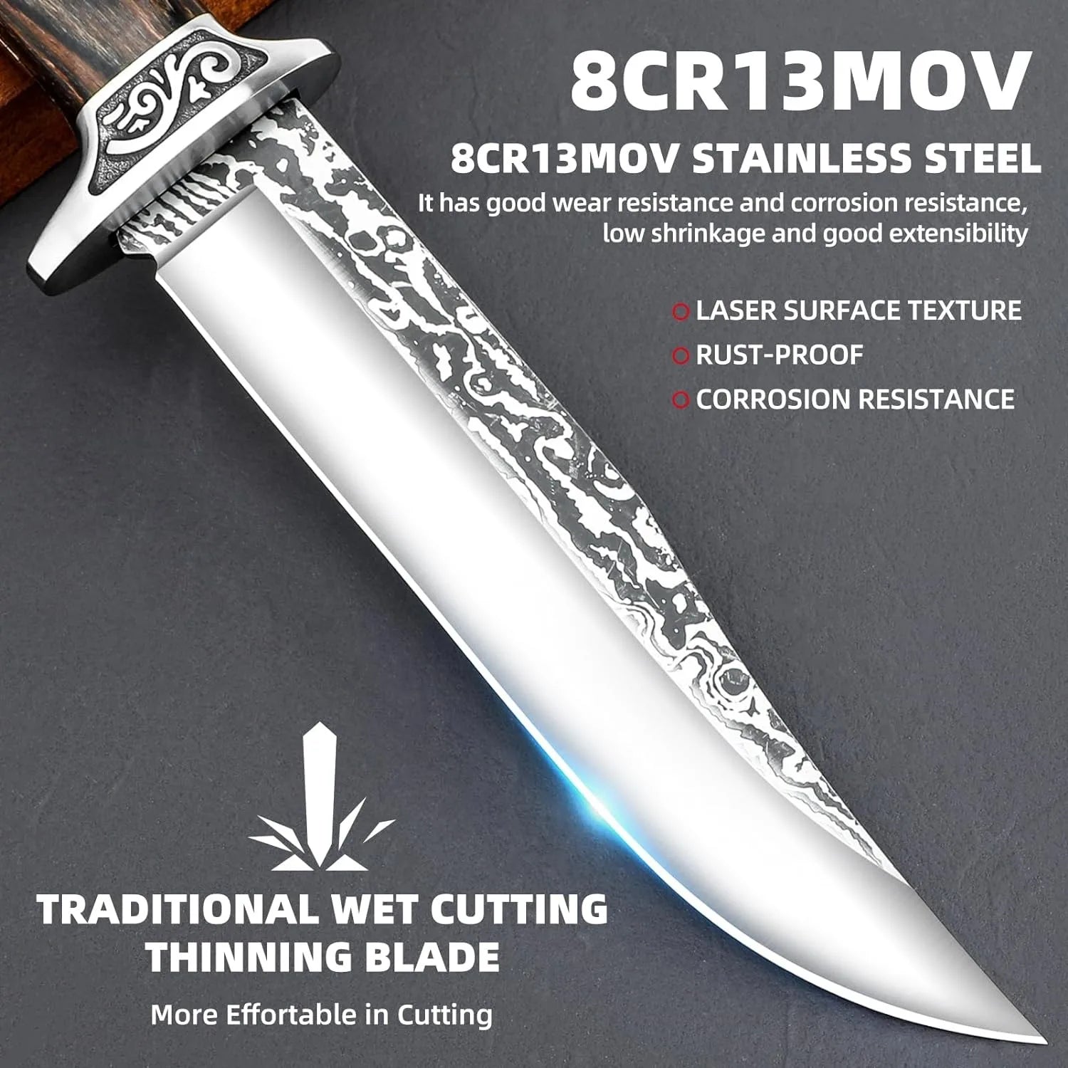 EDC Camping Knife, Stainless Steel Survival Knife with Scabbard Knivve