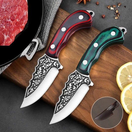 Solid Wood Handle Knife – Fruit, Barbecue, and Household Knife for Camping & Fishing Knivve