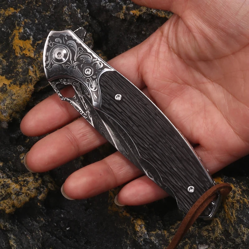 Hand-Carved Cow Leather Sheath, Multi-Functional Outdoor Camping Survival Knife Knivve