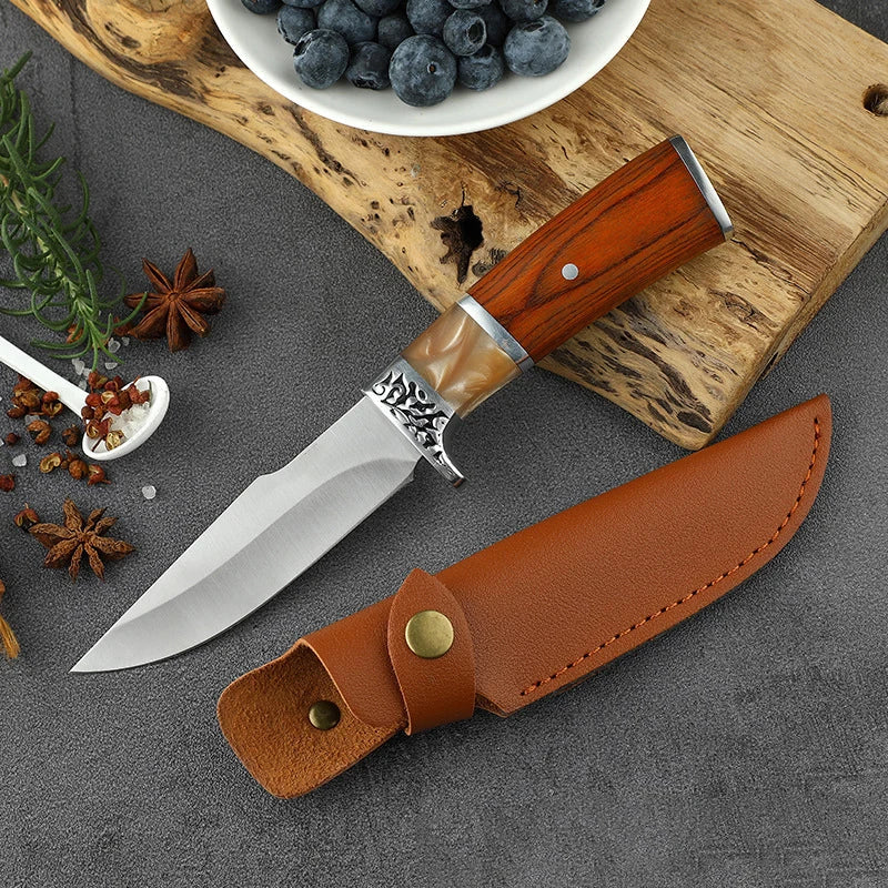 Versatile Stainless Steel Knife for Meat & Veggies, Compact Design with Blade Cover Knivve