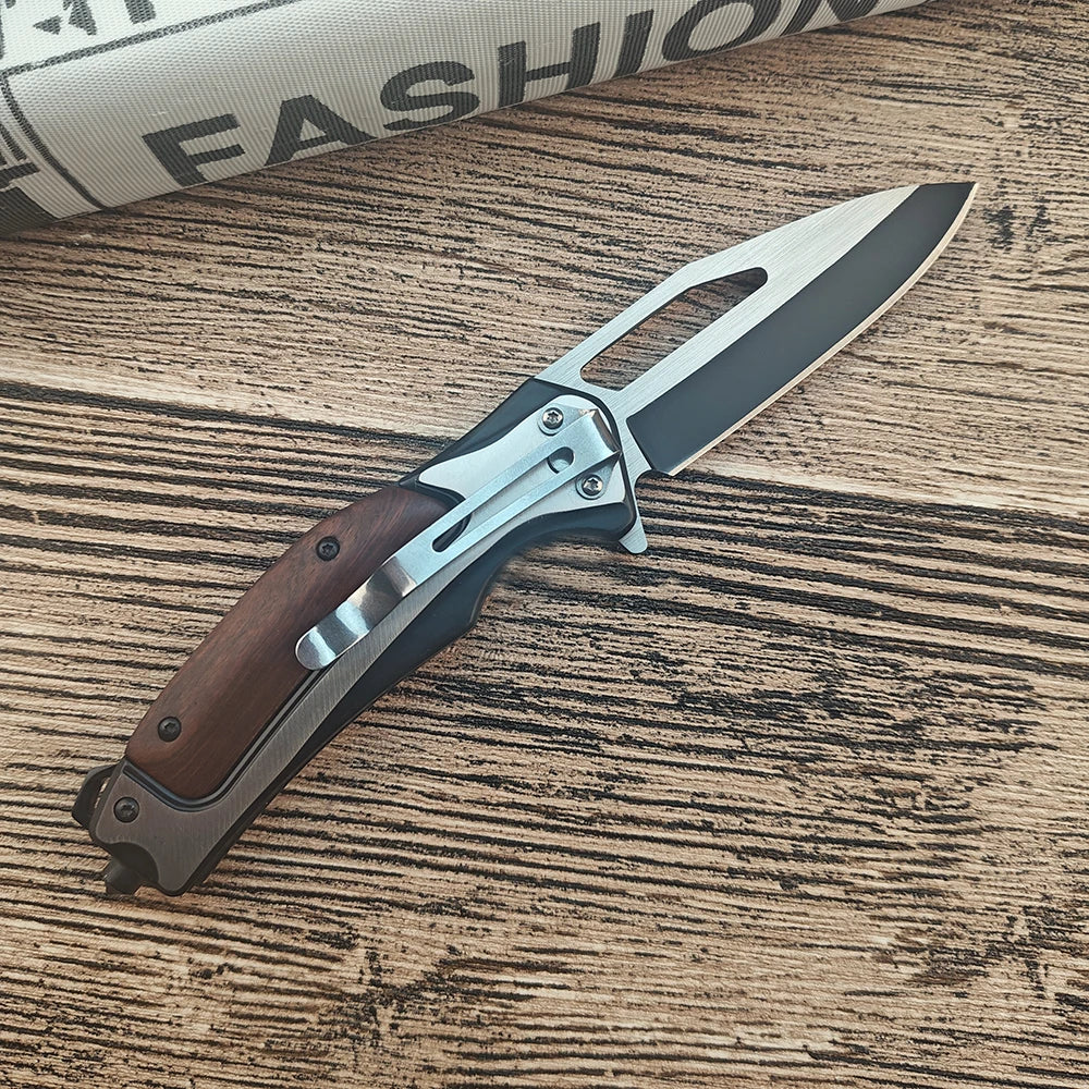 BK DA130 High-Quality Outdoor Folding Knife, EDC Camping Tool, 5Cr13 Blade, Wood Handle Knivve