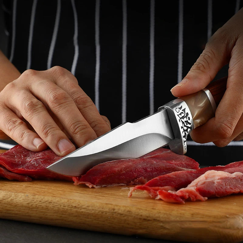 Versatile Stainless Steel Knife for Meat & Veggies, Compact Design with Blade Cover Knivve