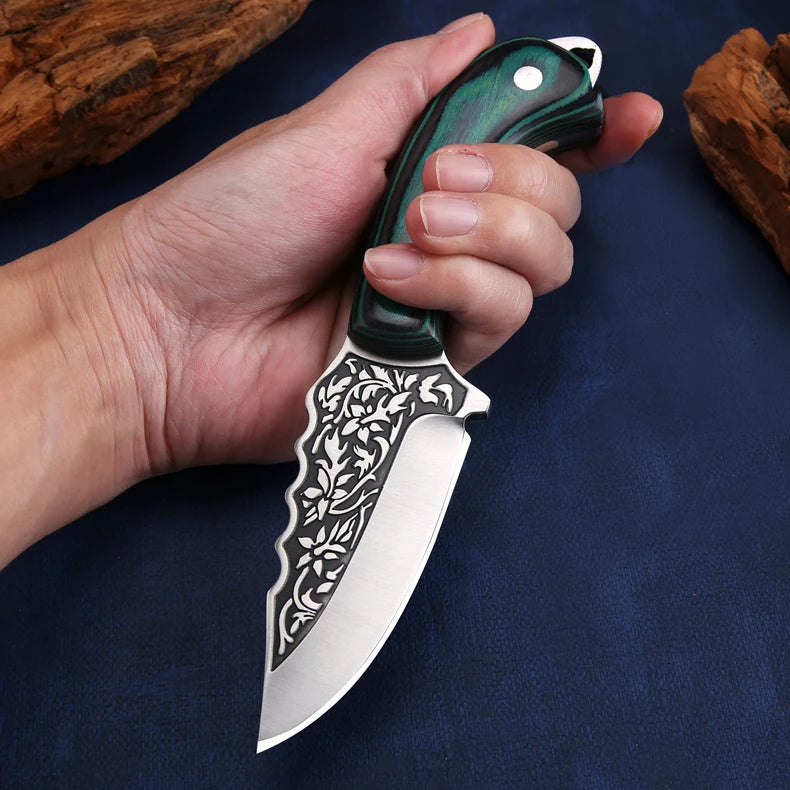 Solid Wood Handle Knife – Fruit, Barbecue, and Household Knife for Camping & Fishing Knivve