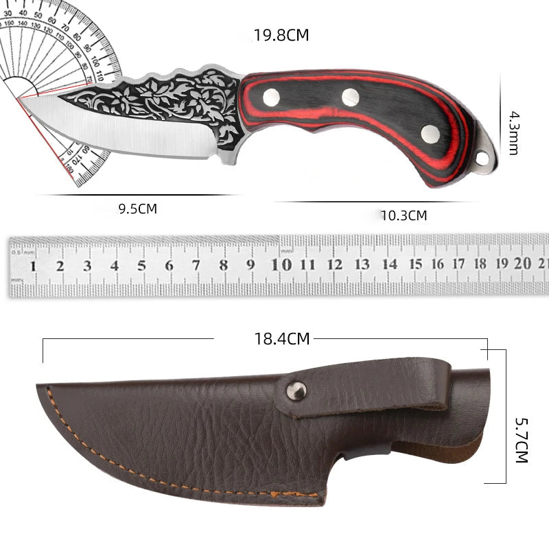 Solid Wood Handle Knife – Fruit, Barbecue, and Household Knife for Camping & Fishing Knivve