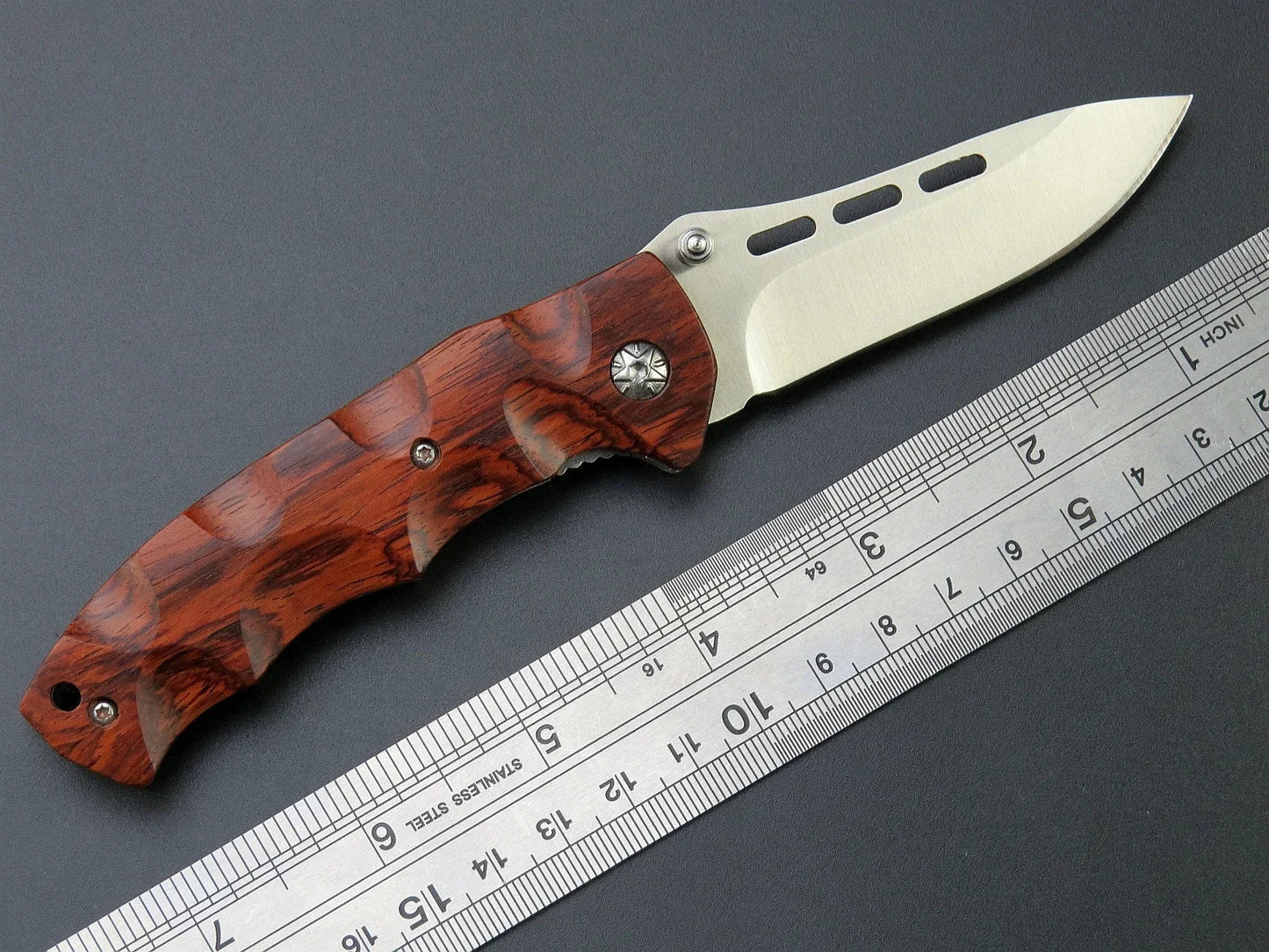 Eafengrow EF1 Folding Knife, D2 Blade & Redwood Handle, EDC Tool Knivve