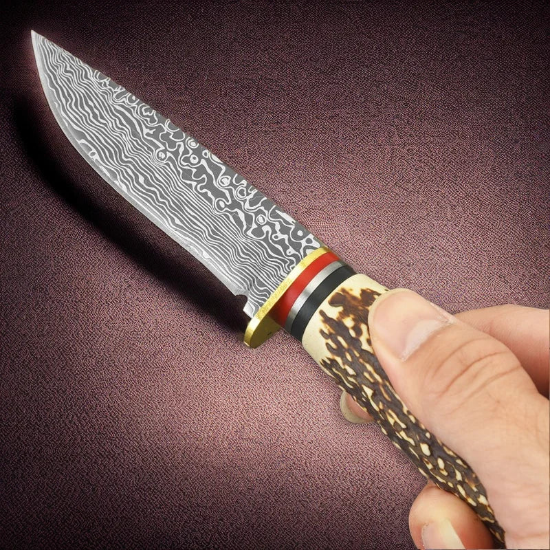 Straight Knife with Bone Imitation Handle – Multi-Functional, High Hardness, Fixed Blade, Comfortable Grip Knivve